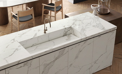 island countertop w/integrated sink