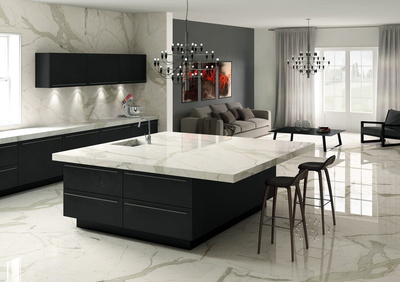 island countertop with overhang