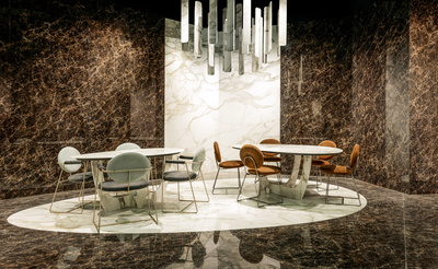 coordinated dining scheme & custom table w/lighting