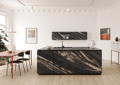 island worktop w/bespoke unit