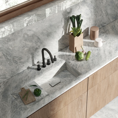 standard kitchen worktop w/integrated sink