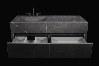 WALL MOUNTED WASHBASIN W/INTEGRATED STORAGE