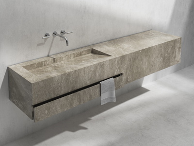 Wall-mounted single washbasin