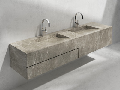 Wall-mounted double washbasin