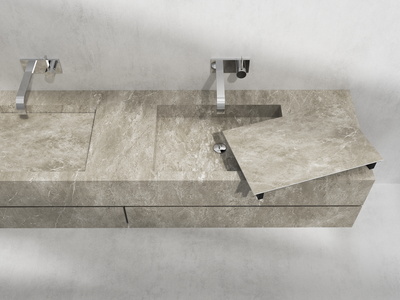 Wall-mounted double washbasin