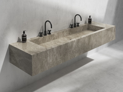 Double trough wall-mounted washbasin