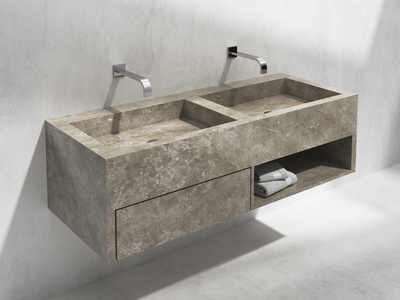 Wall-mounted double washbasin