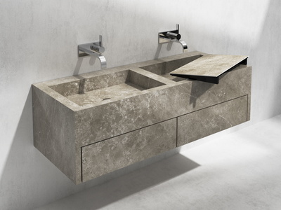 Wall-mounted double washbasin