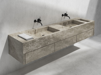 Wall-mounted double washbasin