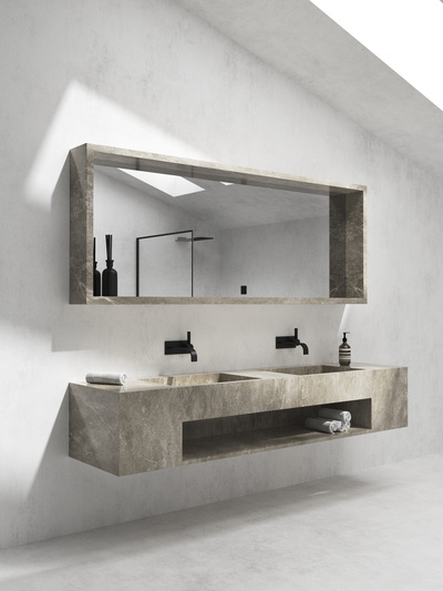 Wall-mounted double washbasin