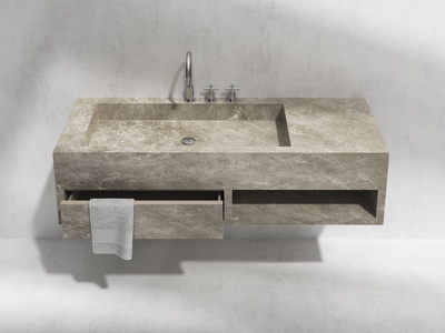 Wall-mounted single washbasin