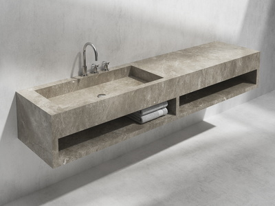 Wall-mounted single washbasin