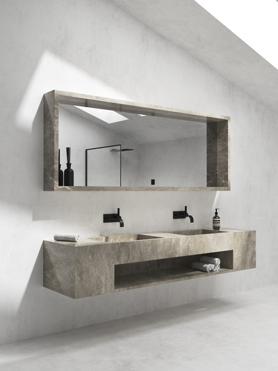 wall mounted basin w/mirror