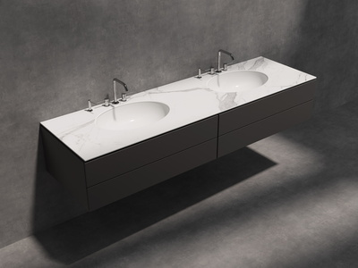 Vanity top w/double cut-out