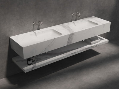 Vanity top w/double cut-out