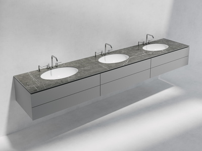 vanity top with three cut-outs