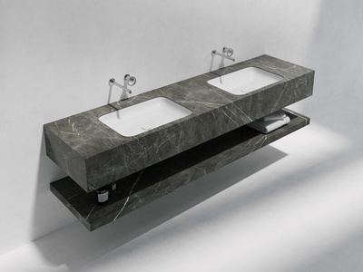 Vanity top w/double cut-out