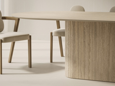 Solido 20 | Pedestal Base | Travertino Romano