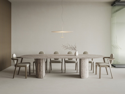 Mezzaluna Semicolonna Solido 12 | Travertine Silver