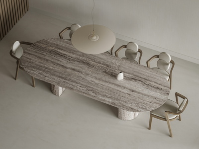 Mezzaluna Semicolonna Solido 12 | Travertine Silver