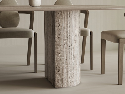 Semicolonna Base | Solido 12 | Travertine Silver