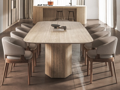 Twin Hexagon Base | 20mm | Travertino Romano