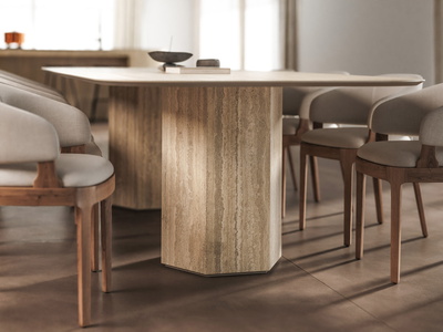 Twin Hexagon Base | 20mm | Travertino Romano