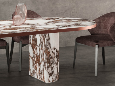 Semicircular Base | Metal Edge Veneer | Viola Rosso