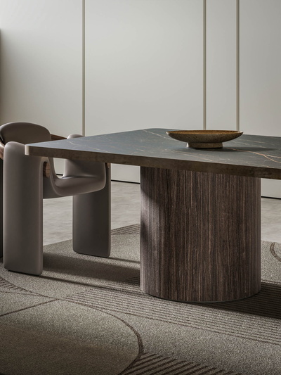 Twin Circular Base | Metal edge Veneer | Laurent Golden