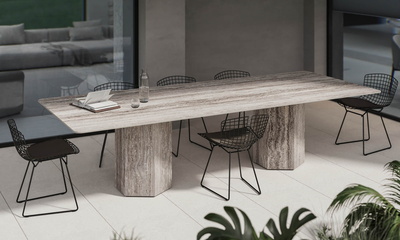 Twin Hexagon Base | 12mm | Travertine Silver