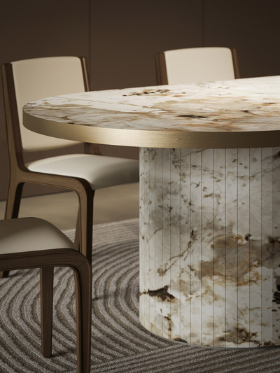 Circular Base | Metal Edge Veneer | Tundra