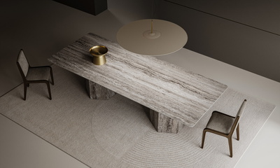 Twin Hexagon Base | 12mm | Travertine Silver 