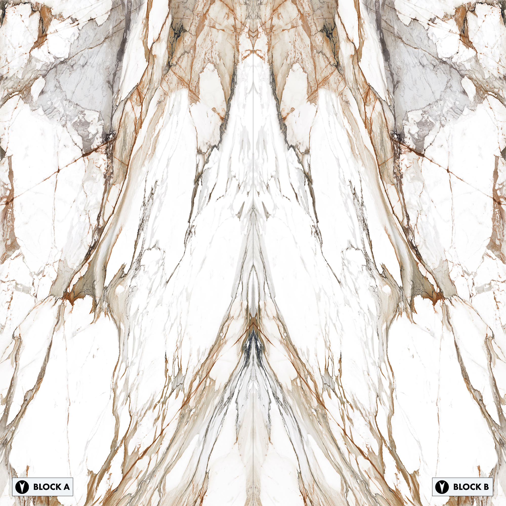 Macchia Vecchia Bookmatched Polished Marble effect Standard Format 