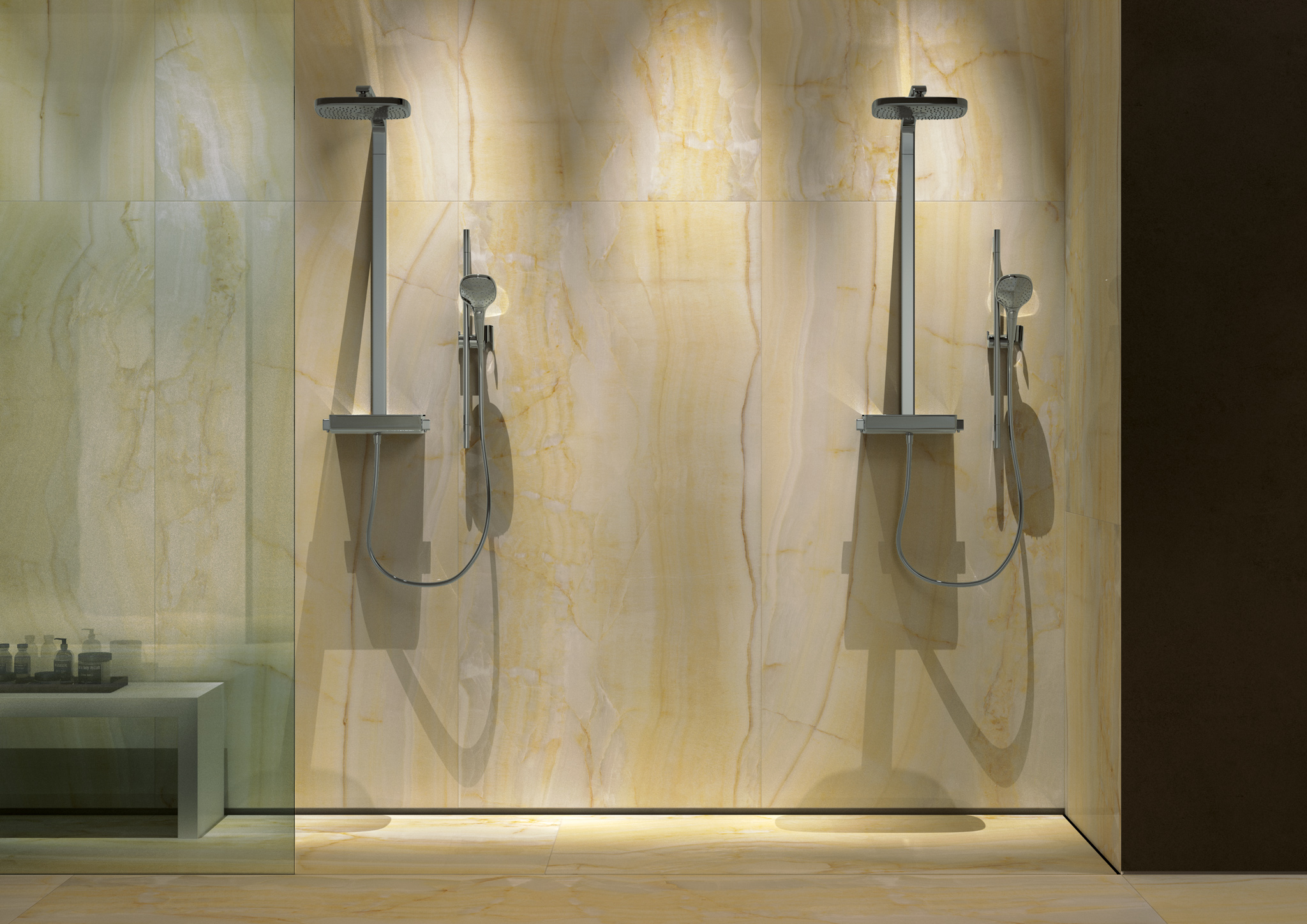 Bianco Natural porcelain tile from our Onyx Sense Tile Collection